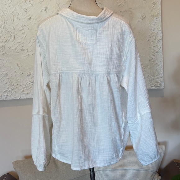 We The Free People Double Cloth Yucca Peasant Top Blouse White Sz S - Picture 3 of 8